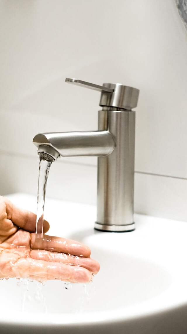 Water from an opened tap